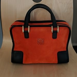 Auth Loewe Amazona Suede Handbag